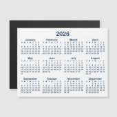 Minimalistisch Navy Blue 2026 Magnetic Calendar Magnetkarte (Vorne/Hinten)
