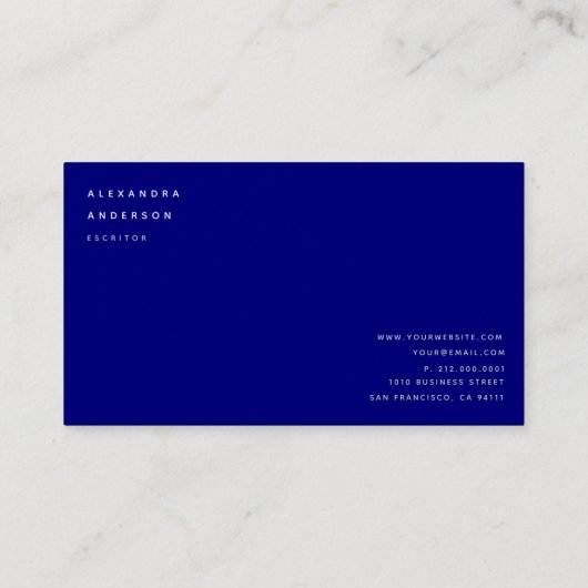 Minimalistisch Navy Blue 2 Sprachen Business Card Visitenkarte (Rückseite)