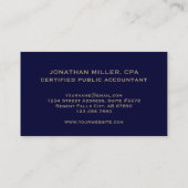 Minimalistisch Navy Blue Accounting Business Card Visitenkarte (Rückseite)
