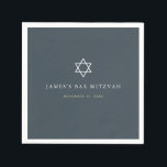Minimalistisch Navy Blue Bar Mitzvah Serviette<br><div class="desc">Diese minimalistische und schicke Bar Mitzvah Papierserviette hat einen Mitternacht blauen / marineblau Hintergrund mit dem Stern von david. Personalisieren Sie es für Ihre Bedürfnisse. In meinem Geschäft finden Sie passende Produkte.</div>