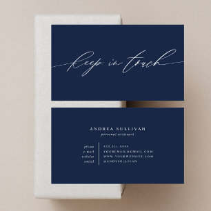 Minimalistisch Navy Blue Behalten in Touch Kontakt Visitenkarte