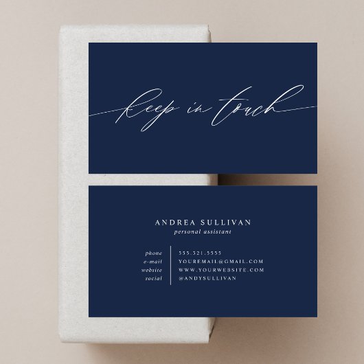 Minimalistisch Navy Blue Behalten in Touch Kontakt Visitenkarte