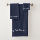 Minimalistisch Navy Blue Beruflich Simple Badhandtuch Set (Insitu)