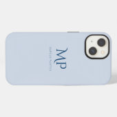 Minimalistisch Navy Blue Custom Monogram iPhone Hülle (Rückseite (Horizontal))