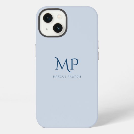 Minimalistisch Navy Blue Custom Monogram iPhone Hülle (Rückseite)