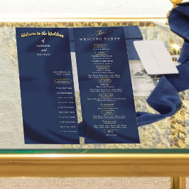 Minimalistisch Navy Blue Gold Classic Wedding Prog