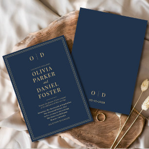 Minimalistisch Navy Blue Gold Elegante Moderne Hoc Einladung