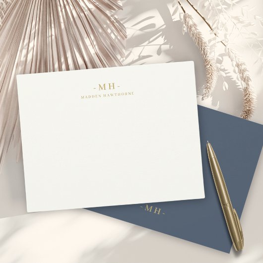 Minimalistisch Navy Blue Gold Simple Elegangram Mo Mitteilungskarte