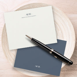 Minimalistisch Navy Blue Ivory Simple Elegant Mono Mitteilungskarte
