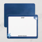 Minimalistisch Navy Blue Monogram Initial Mitteilungskarte (Vorne/Hinten)