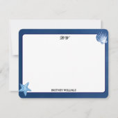 Minimalistisch Navy Blue Monogram Initial Mitteilungskarte (Vorderseite)
