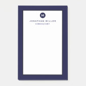 Minimalistisch Navy Blue Monogram Post-it Klebezettel (Vorderseite)
