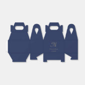 Minimalistisch Navy Blue Monogram Script Hochzeit Geschenkschachtel (Ungefaltet)