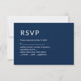 Minimalistisch Navy Blue RSVP Card