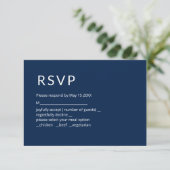 Minimalistisch Navy Blue RSVP Card Karte (Stehend Vorderseite)