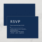 Minimalistisch Navy Blue RSVP Card Karte (Vorne/Hinten)