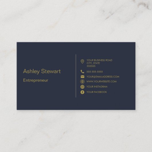 Minimalistisch Navy Blue Social Media Website Mode Visitenkarte (Vorderseite)