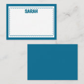 Minimalistisch Navy Blue Two Border Monogram, Jako Mitteilungskarte (Vorne/Hinten)