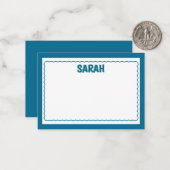 Minimalistisch Navy Blue Two Border Monogram, Jako Mitteilungskarte (Vorderseite/Rückseite Beispiel)