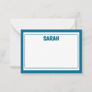 Minimalistisch Navy Blue Two Border Monogram, Jako Mitteilungskarte
