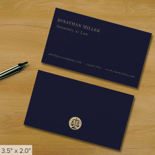 Minimalistisch Navy Blue und Gold Attorney Visitenkarte