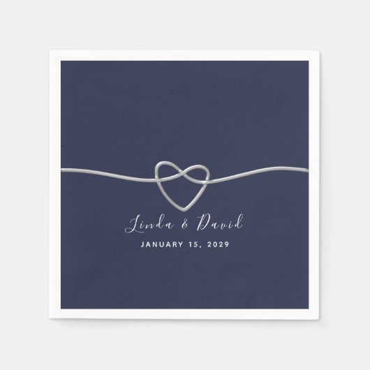 Minimalistisch Navy Blue Wedding Napkins Serviette (Vorderseite)
