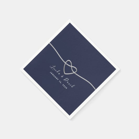 Minimalistisch Navy Blue Wedding Napkins Serviette (Ecke)