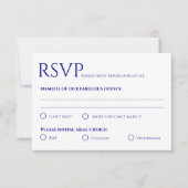 Minimalistisch Navy Blue Wedding Response Card RSVP Karte (Vorderseite)