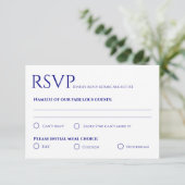 Minimalistisch Navy Blue Wedding Response Card RSVP Karte (Stehend Vorderseite)