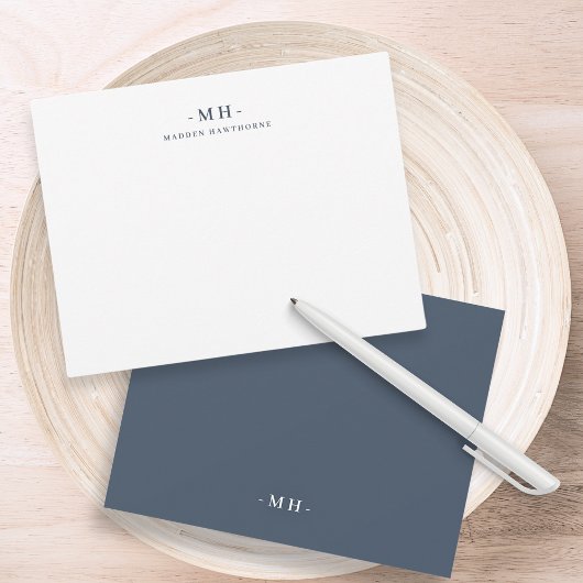 Minimalistisch Navy Blue White Simple Elegangram Mitteilungskarte