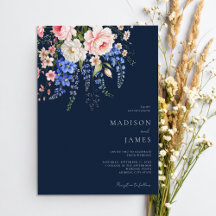 Minimalistisch Navy BlueBoho Wildblume Blumenhochz