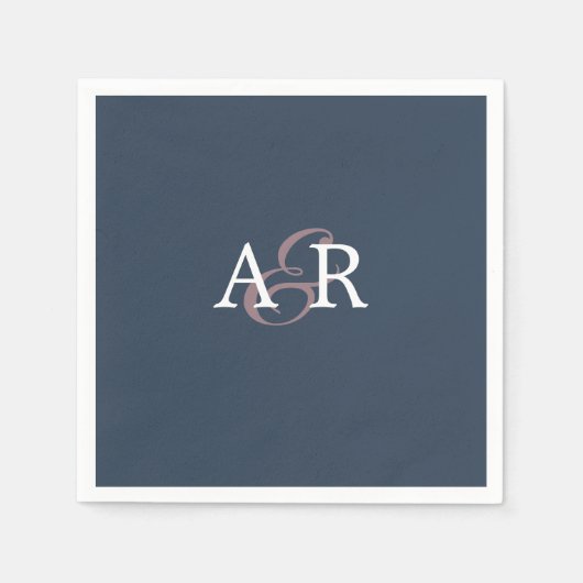 Minimalistisch Navy Initial Monogram Wedding Napki Serviette (Vorderseite)