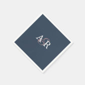 Minimalistisch Navy Initial Monogram Wedding Napki Serviette (Ecke)
