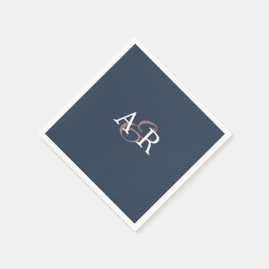 Minimalistisch Navy Initial Monogram Wedding Napki Serviette (Ecke)