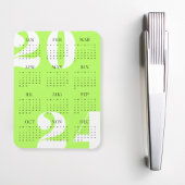 Minimalistisch Neon Green Black 2024 Kalender Magnet