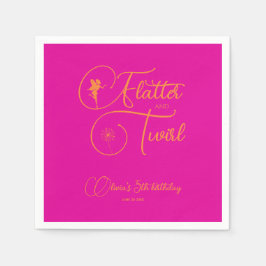Minimalistisch Neon Pink Simple Girl Fairy Geburts Serviette