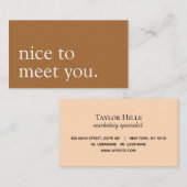 Minimalistisch nett, Sie zu treffen, Brown Beige Visitenkarte (Vorne/Hinten)