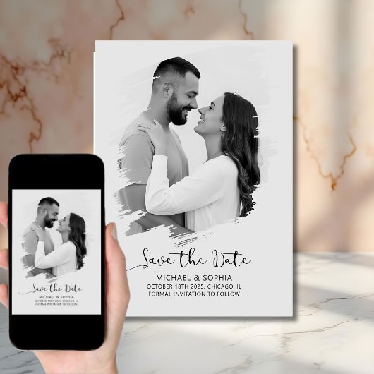 Minimalistisch neutral Save the Date modern einfac