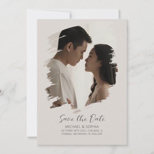 Minimalistisch neutral Save the Date modern einfac (Vorderseite)
