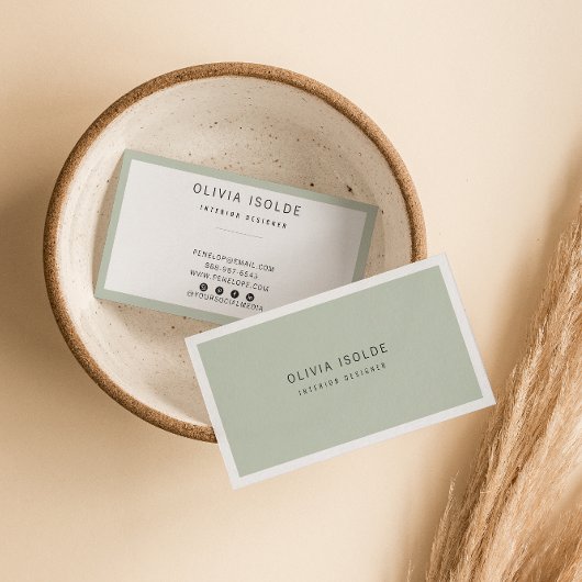 Minimalistisch neutrale grüne Moderne Boho Trendy  Visitenkarte