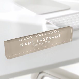 Minimalistisch neutrale Tan Beige Moderne Elegant  Namensplakette