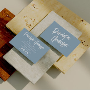 Minimalistisch neutrales Blue Boho Chic Moderne Tr Visitenkarte
