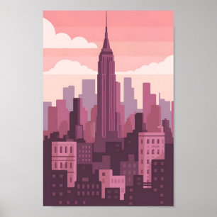 Minimalistisch New York City 4K Vector Skyline Poster