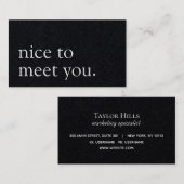 Minimalistisch Nice to Meet You Gruß Black Kraft Visitenkarte (Vorne/Hinten)