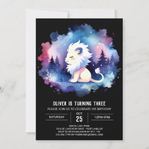 Minimalistisch Niedliche Lion Birthday Einladung