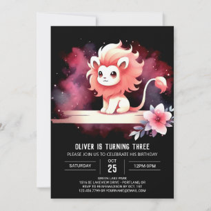 Minimalistisch Niedliche Lion Birthday Einladung