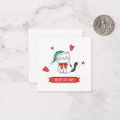 Minimalistisch Niedliche Santa Kitty Cat Meowy Wei Mitteilungskarte (Vorderseite/Rückseite Beispiel)
