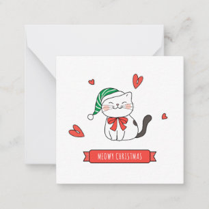 Minimalistisch Niedliche Santa Kitty Cat Meowy Wei Mitteilungskarte