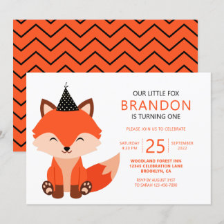 Minimalistisch Niedlicher Little Fox Zigzag Geburt Einladung