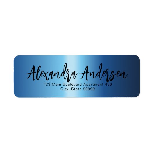 Minimalistisch Night Blue Metallic Trendy Script L (Vorne)